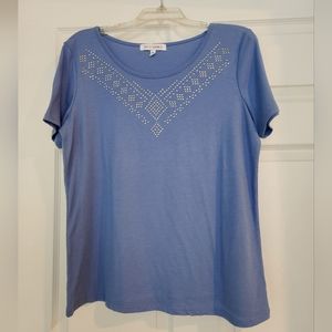 Emily Daniels, Medium, Embellished Short Sleeve Womans, Color Periwinkle